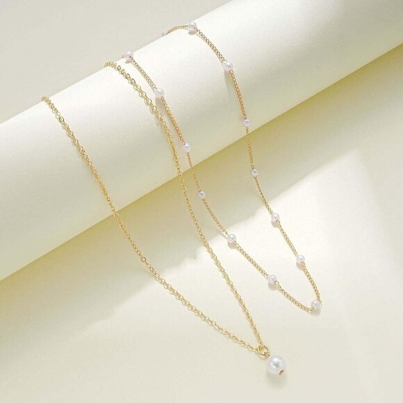 🆕 Women Gold Pearl Choker Necklace Trendy Chain Layered Birthday Jewelry Gifts - Picture 4 of 6